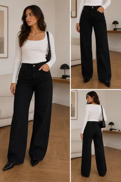 Jean Wideleg tiro medio negro